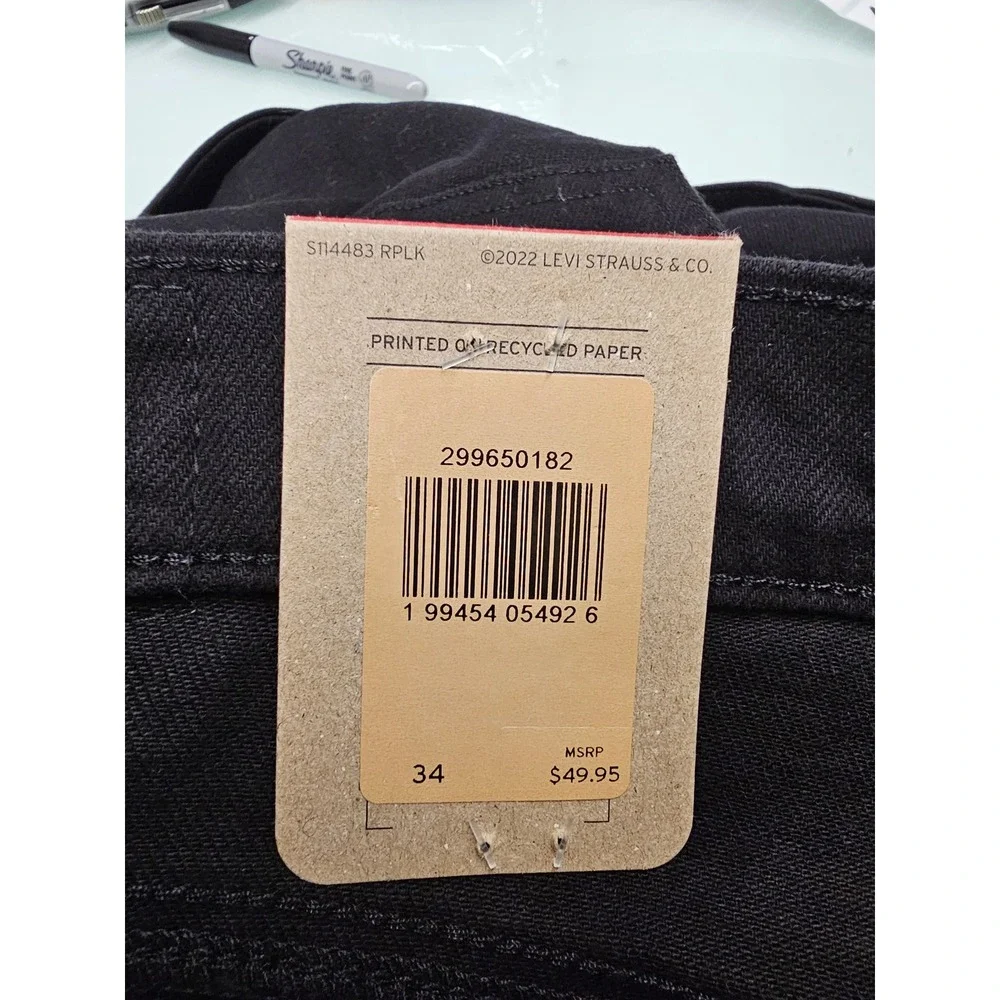 Levi's Womens Mid-Length Shorts Black Cotton Blend Casual Size 34/18